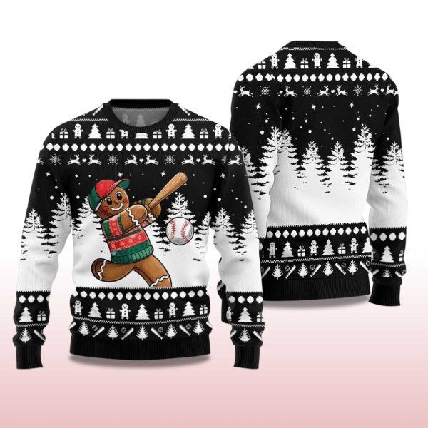 2025 Gingerbread Baseball Ugly Christmas Sweater 2