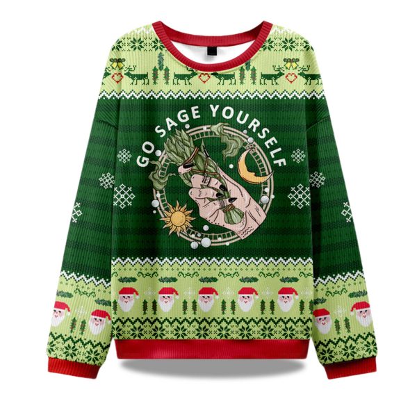2025 Go Sage Yourself Ugly Christmas Sweater 1