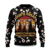 2025 God is Great Horses Are Good People Are Crazy Ugly Christmas Sweater 1