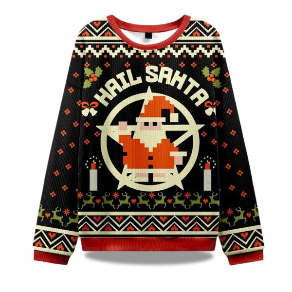 2025 Hail Santa Retro Christmas Ugly Sweater 1