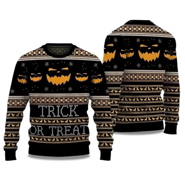 2025 Halloween Trick or Treat Ugly Christmas Sweater 1