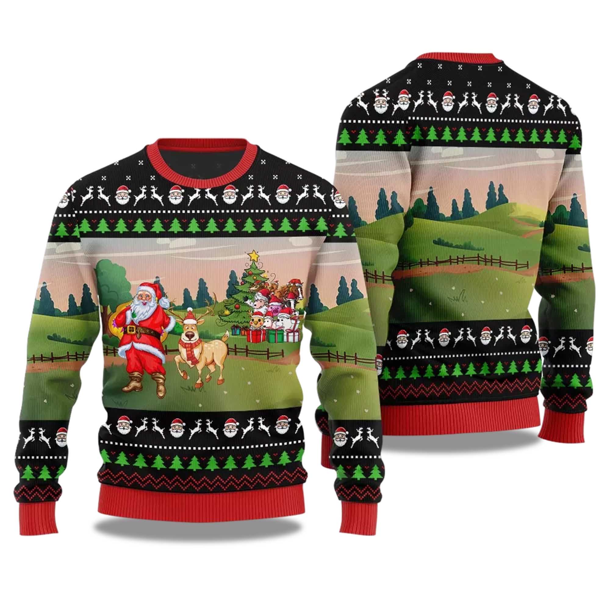 2025 Happy Farm Ugly Christmas Sweater 2025 Happy Farm Ugly Christmas Sweater
