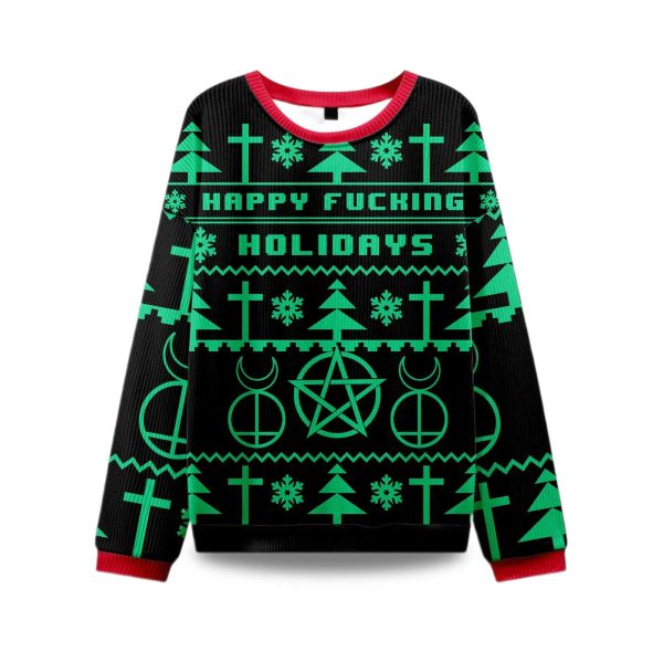 2025 Happy Fucking Holidays Ugly Christmas Sweater 1