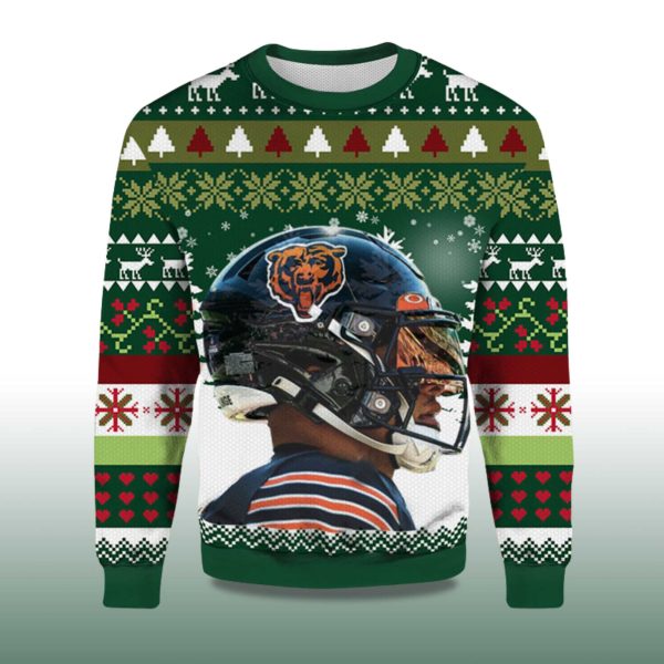 2025 Helmet Chicago Bears Ugly Christmas Sweater 2