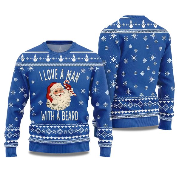 2025 I Love a Man With A Beard Ugly Christmas Sweater 1