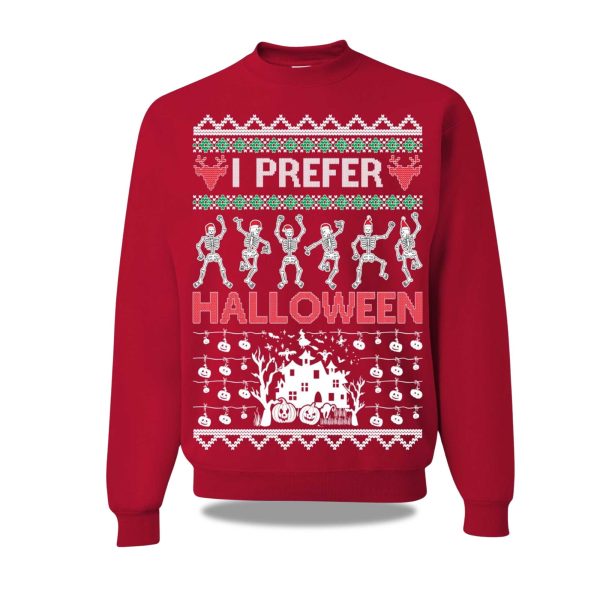 2025 I Prefer Halloween Skeleton Dance Ugly Sweater Christmas 1