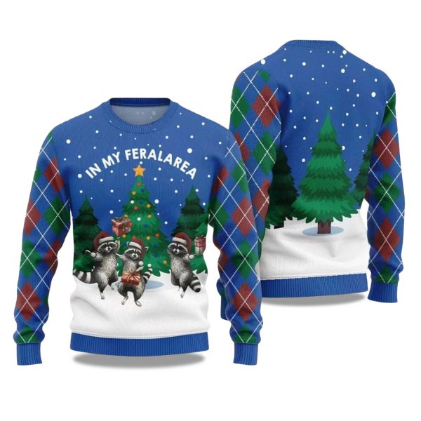 2025 In My FeralArea Raccoon Christmas Ugly Sweater 2