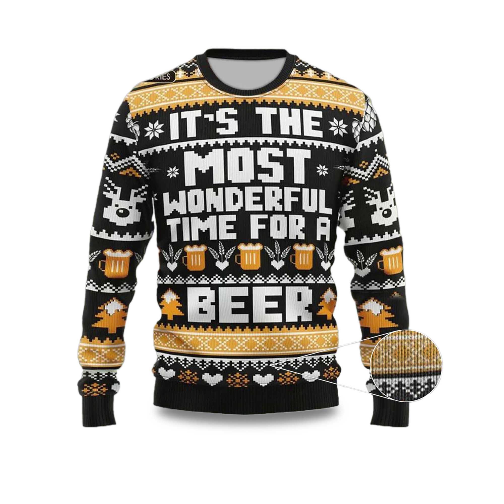 2025 It's The Most Wonderful Time For A Beer Ugly Christmas Sweater 2025 It's The Most Wonderful Time For A Beer Ugly Christmas Sweater