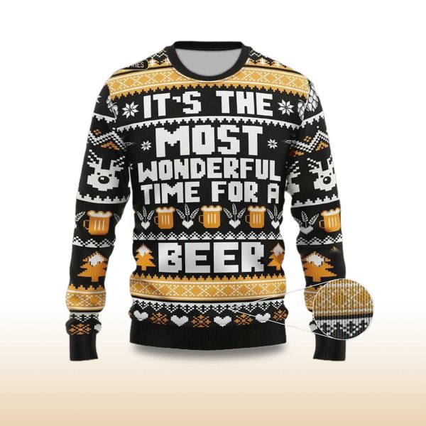 2025 Its The Most Wonderful Time For A Beer Ugly Christmas Sweater 2