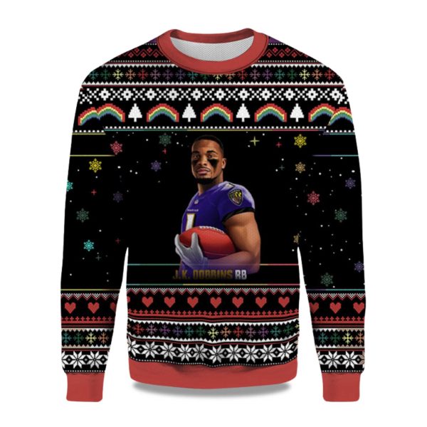 2025 J.K. Dobbins RB Baltimore Ravens Ugly Sweater