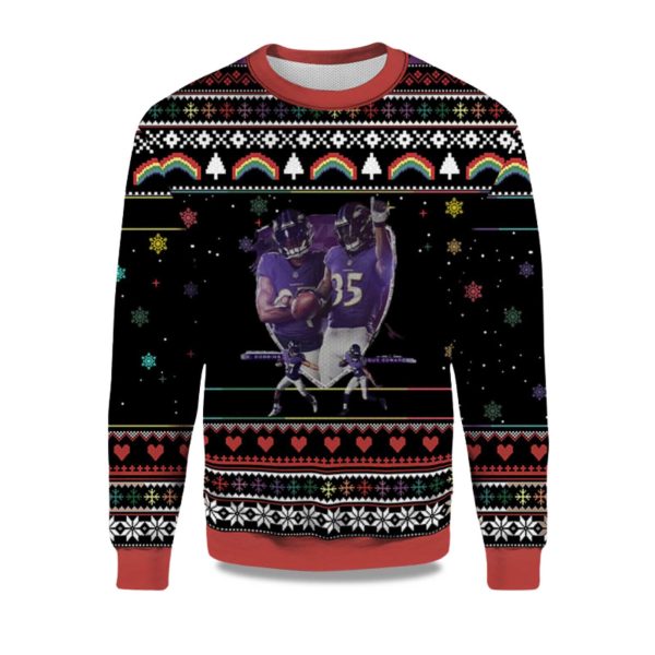 2025 JK Dobbins And Gus Edwards Ugly Christmas Sweater 1