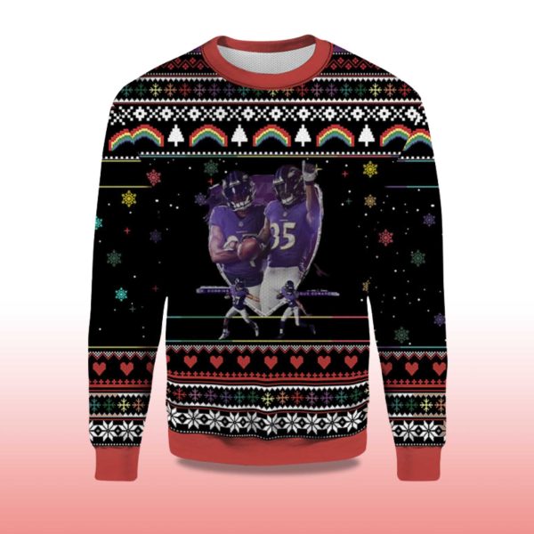 2025 JK Dobbins And Gus Edwards Ugly Christmas Sweater 2