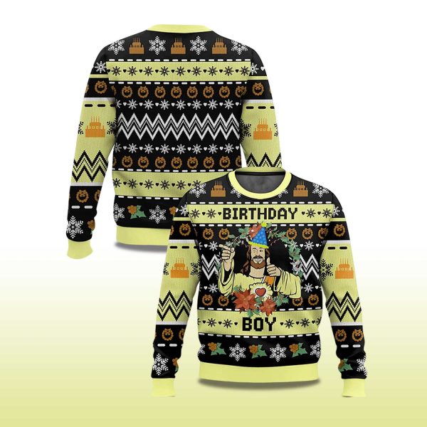 2025 Jesus Birthday Boy Ugly Christmas Sweater 2