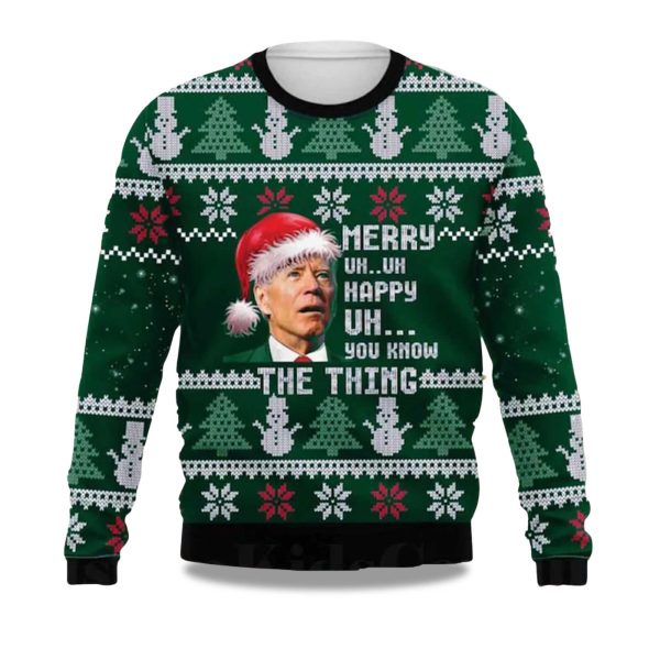2025 Joe Biden Merry Uh Uh Happy Uh You Know The Thing Ugly Christmas Sweater 3