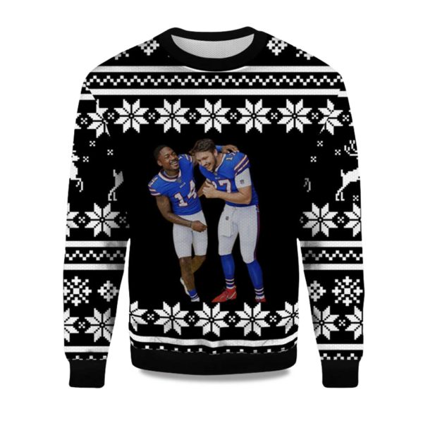 2025 Josh Allen and Stefon Diggs Bills Ugly Sweater 1