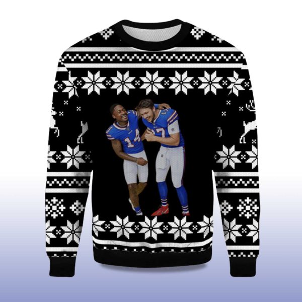 2025 Josh Allen and Stefon Diggs Bills Ugly Sweater 2