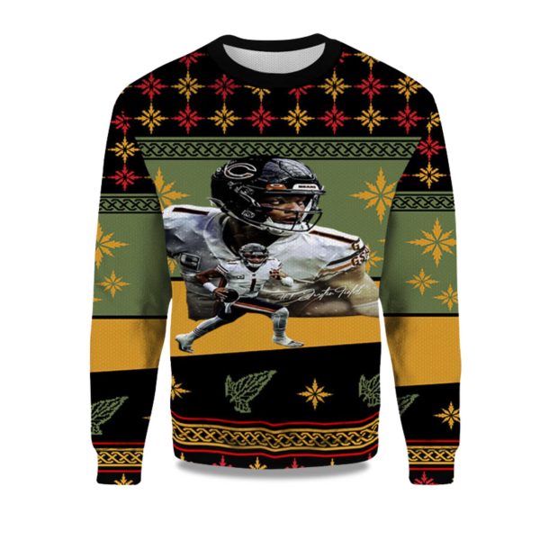 2025 Justin Fields Chicago Chicago Bears Ugly Sweater 1