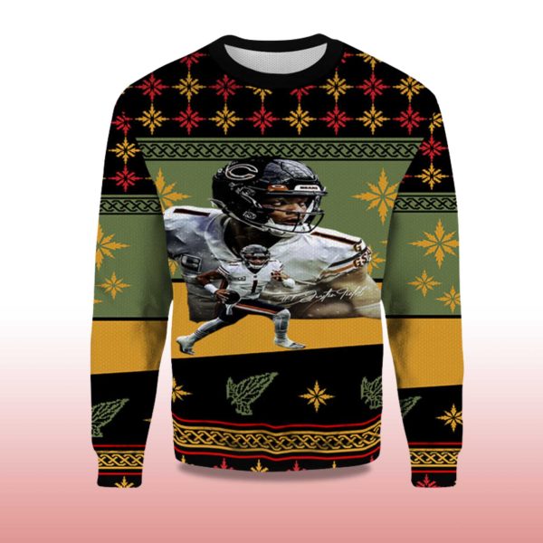 2025 Justin Fields Chicago Chicago Bears Ugly Sweater 2