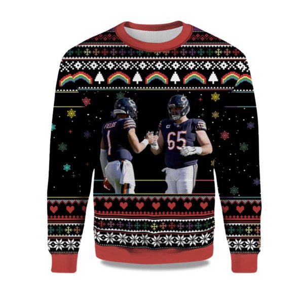 2025 Justin Fields Cody Whitehair Chicago Bears Ugly Sweater 1