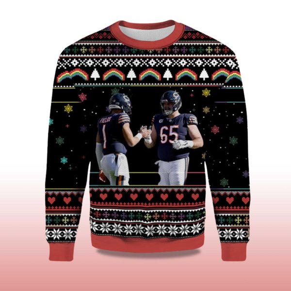 2025 Justin Fields Cody Whitehair Chicago Bears Ugly Sweater 2