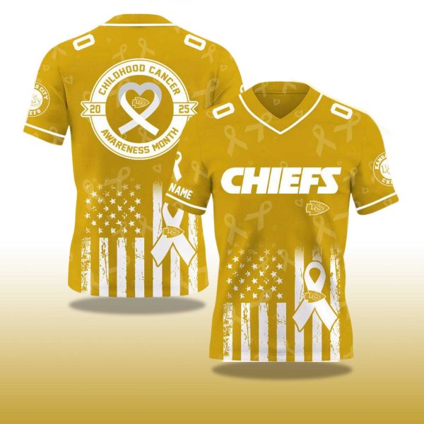2025 Kansas City Chiefs Cancer Awareness Month V neck Short Sleeve Jersey 2