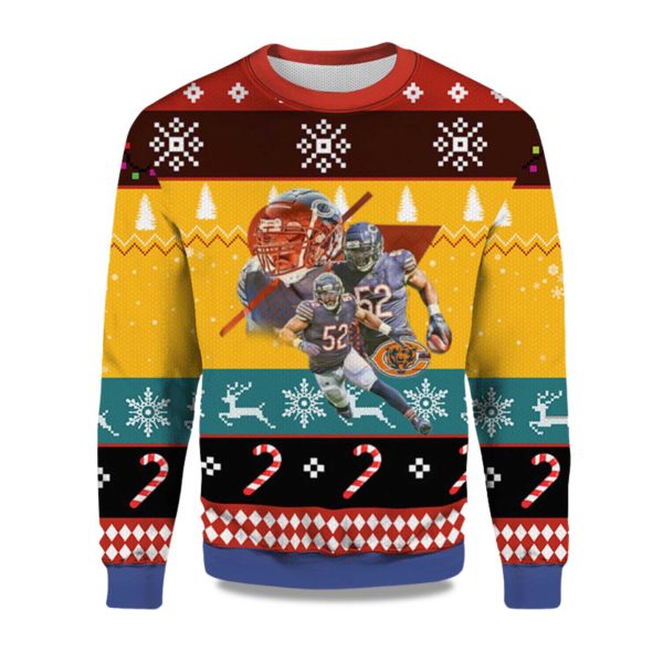 2025 Khalil Mack Chicago Bears Ugly Christmas Sweater 1