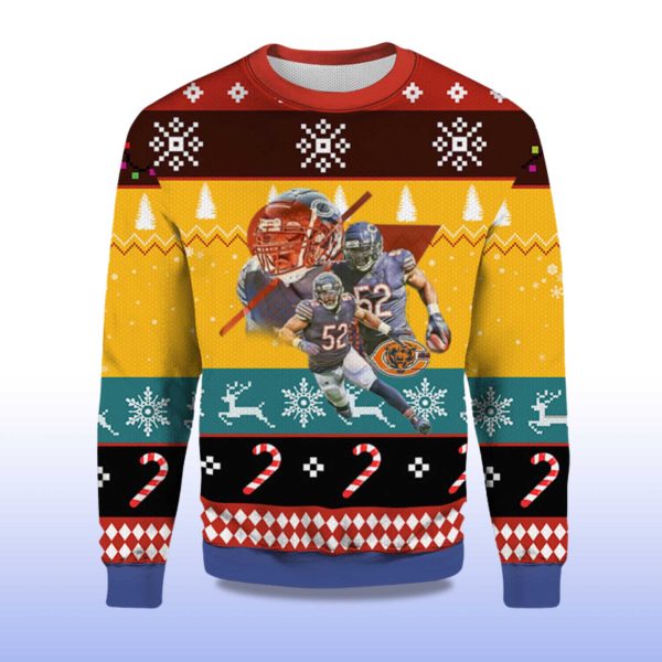 2025 Khalil Mack Chicago Bears Ugly Christmas Sweater 2