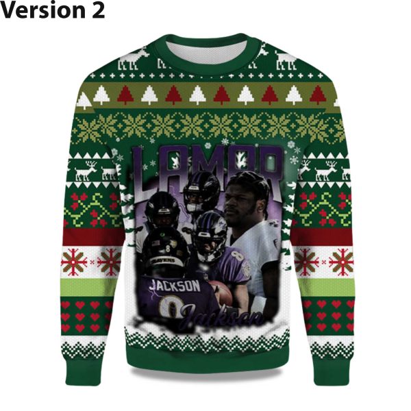 2025 Lamar Jackson Baltimore Ravens Ugly Sweater