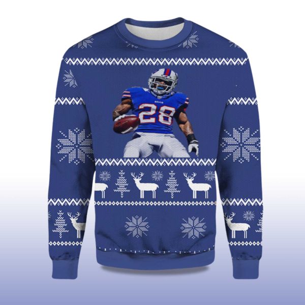 2025 Latavius Murray Bills Ugly Christmas Sweater 2