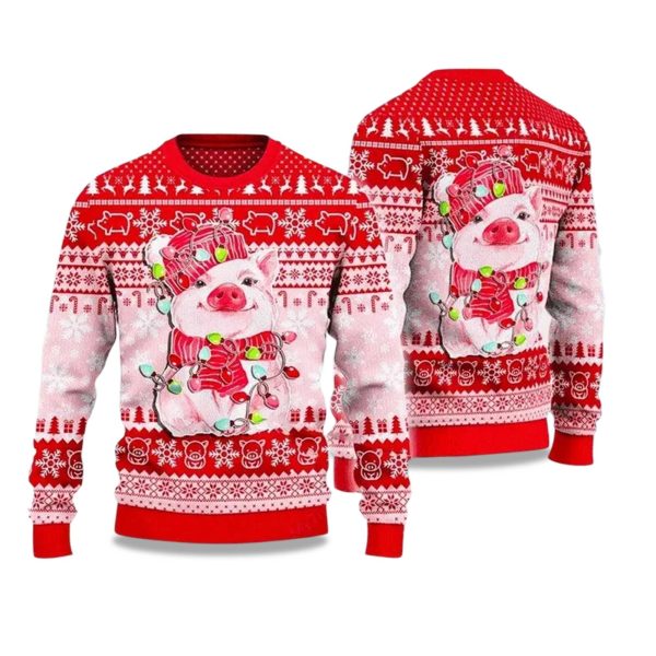 2025 Lovely Pig Reindeer Ugly Christmas Sweater 1