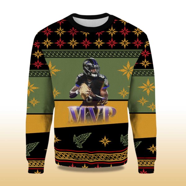 2025 MVP Lamar Jackson's Ugly Christmas Sweater 2