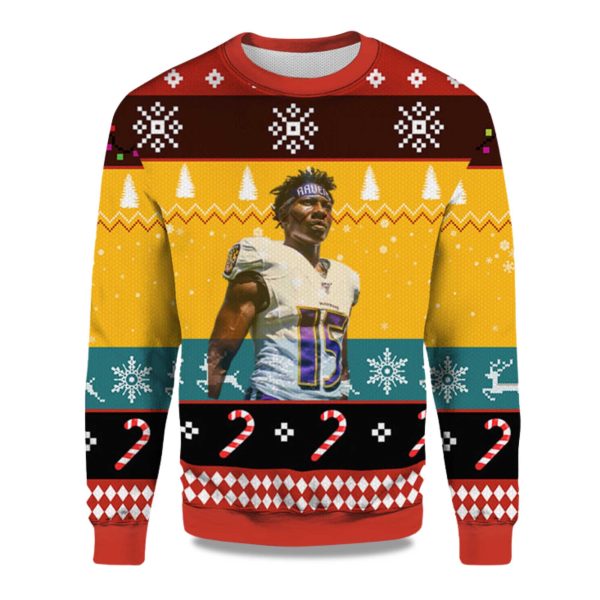 2025 Marquise Brown Baltimore Ravens Ugly Christmas Sweater 1