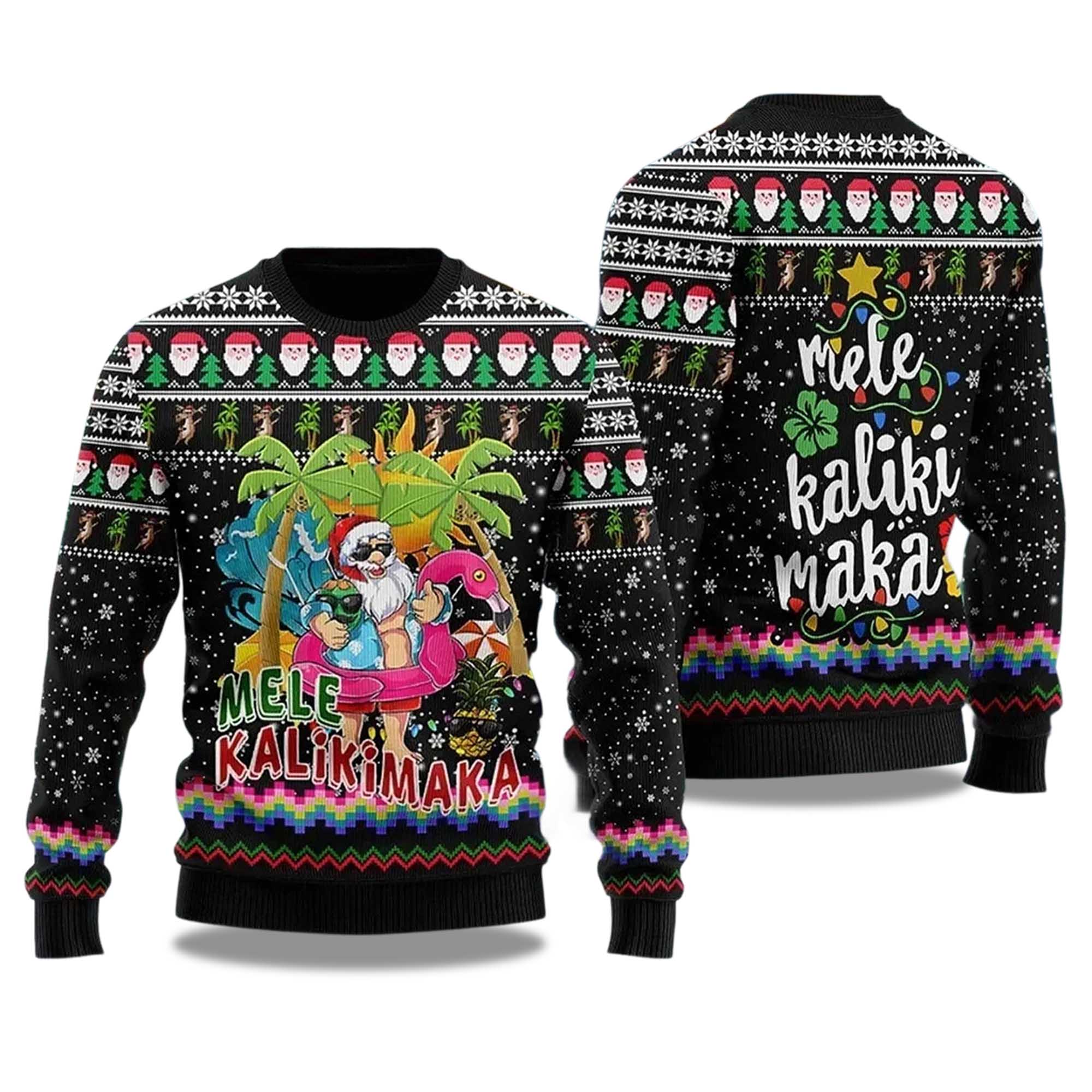 2025 Mele Kalikimaka Santa Claus Ugly Christmas Sweater 2025 Mele Kalikimaka Santa Claus Ugly Christmas Sweater