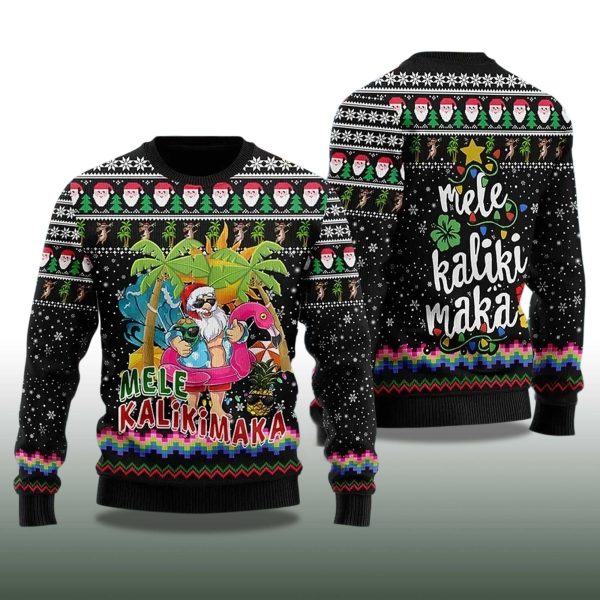 2025 Mele Kalikimaka Santa Claus Ugly Christmas Sweater 2