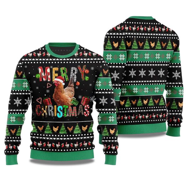 2025 Merry Christmas Chicken Ugly Christmas Sweater 1