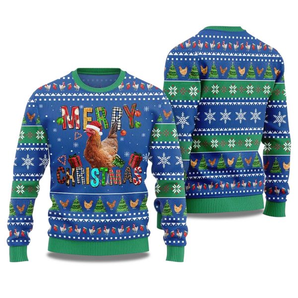 2025 Merry Christmas Chicken Ugly Christmas Sweater 2