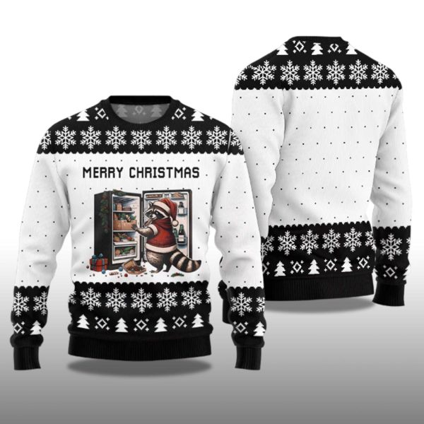 2025 Merry Christmas Raccoon Ugly Christmas Sweater 2