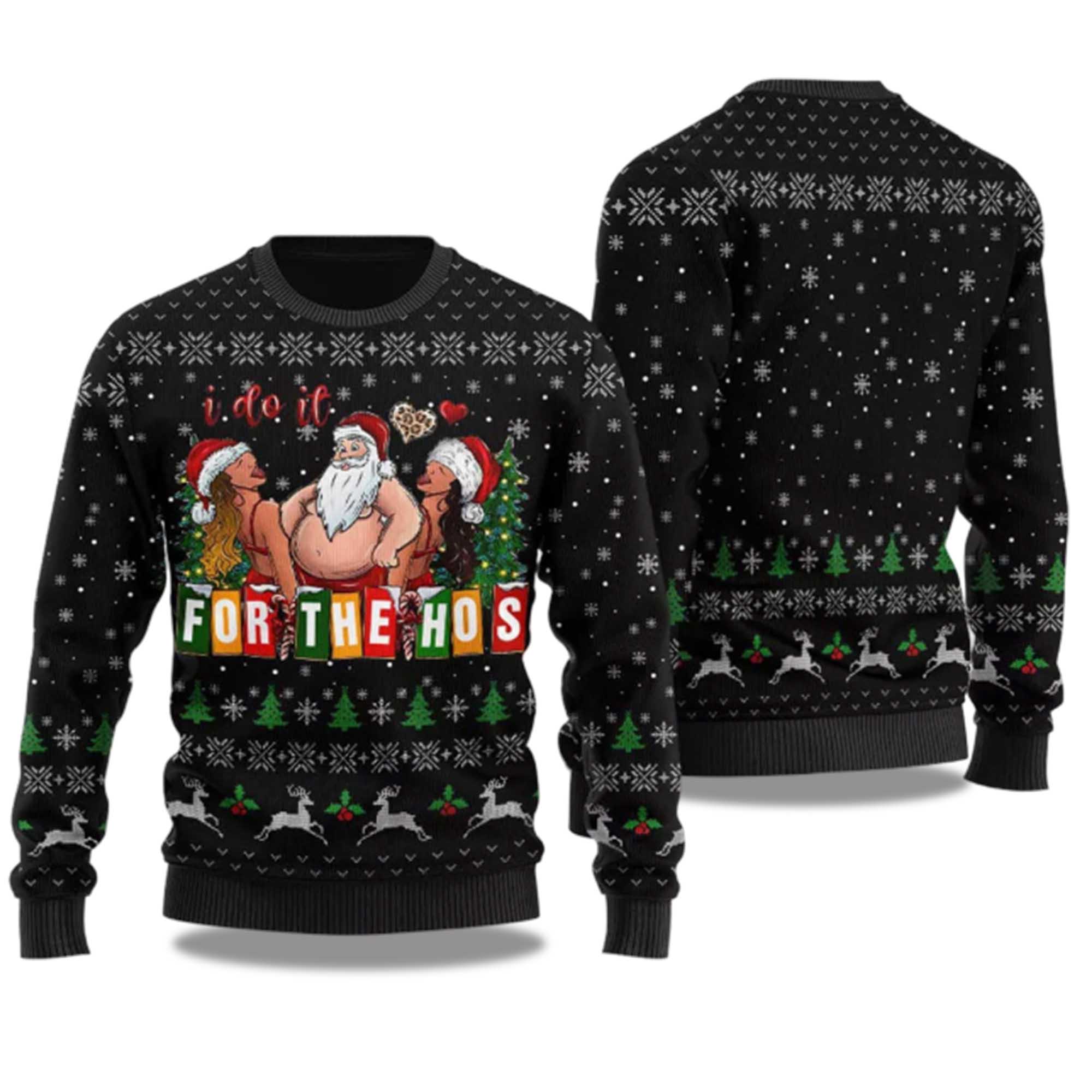 2025 Merry I Do It For The Hos Santa Ugly Christmas Sweater 2025 Merry I Do It For The Hos Santa Ugly Christmas Sweater
