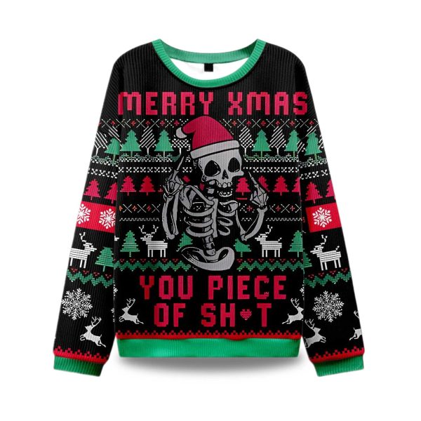 2025 Merry Xmas You Piece Of Sht Ugly Christmas Sweater 1