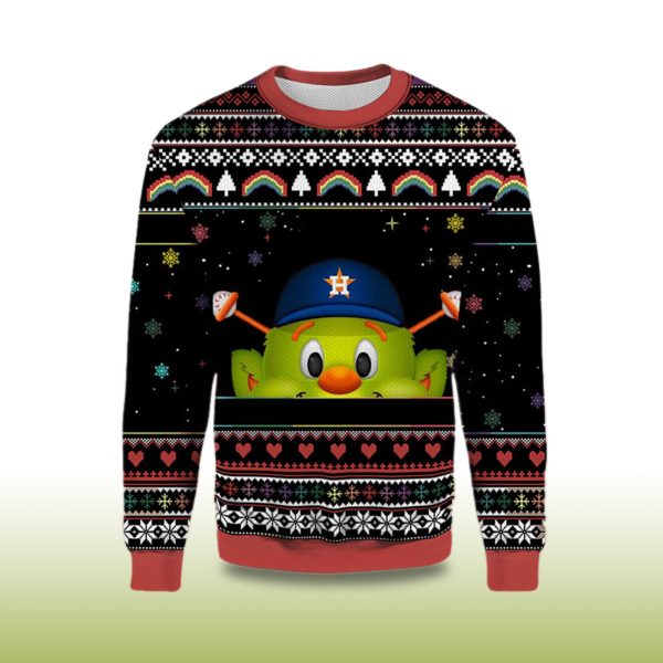 2025 Orbit Houston Astros Minimalist Mascot Ugly Christmas Sweater 2