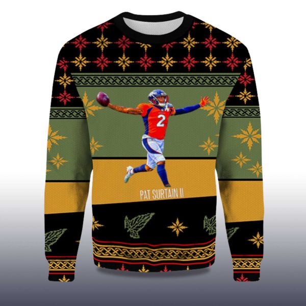 2025 Pat Surtain II Denver Broncos Ugly Christmas Sweater 2