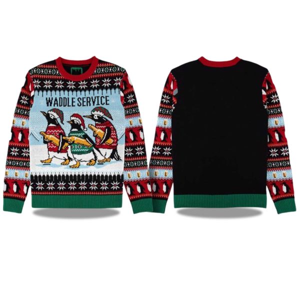 2025 Penguin Waddle Service Christmas Ugly Sweater 1