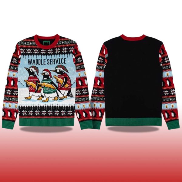 2025 Penguin Waddle Service Christmas Ugly Sweater 2