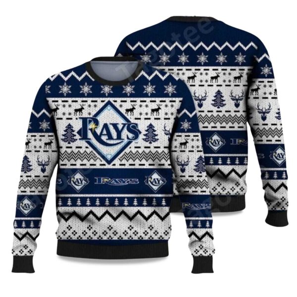 2025 Rays Reindeer Snowflake Ugly Christmas Sweater 1