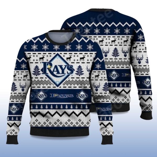 2025 Rays Reindeer Snowflake Ugly Christmas Sweater 2