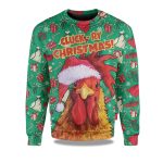 2025 Rooster Chicken Santa Christmas Ugly Sweater