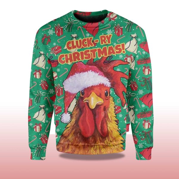 2025 Rooster Chicken Santa Christmas Ugly Sweater 2