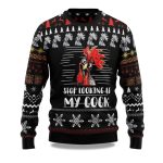 2025 Rooster Stop Looking at My Cock Christmas Sweater