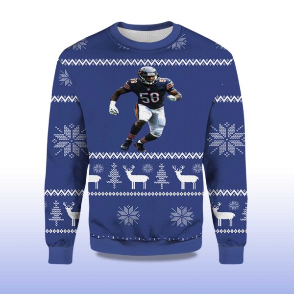 2025 Roquan Smith Chicago Bears Ugly Christmas Sweater 2
