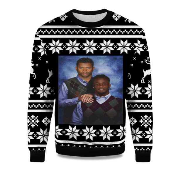2025 Russell Wilson Jerry Jeudy Step Brother Denver Broncos Ugly Christmas Sweater 1